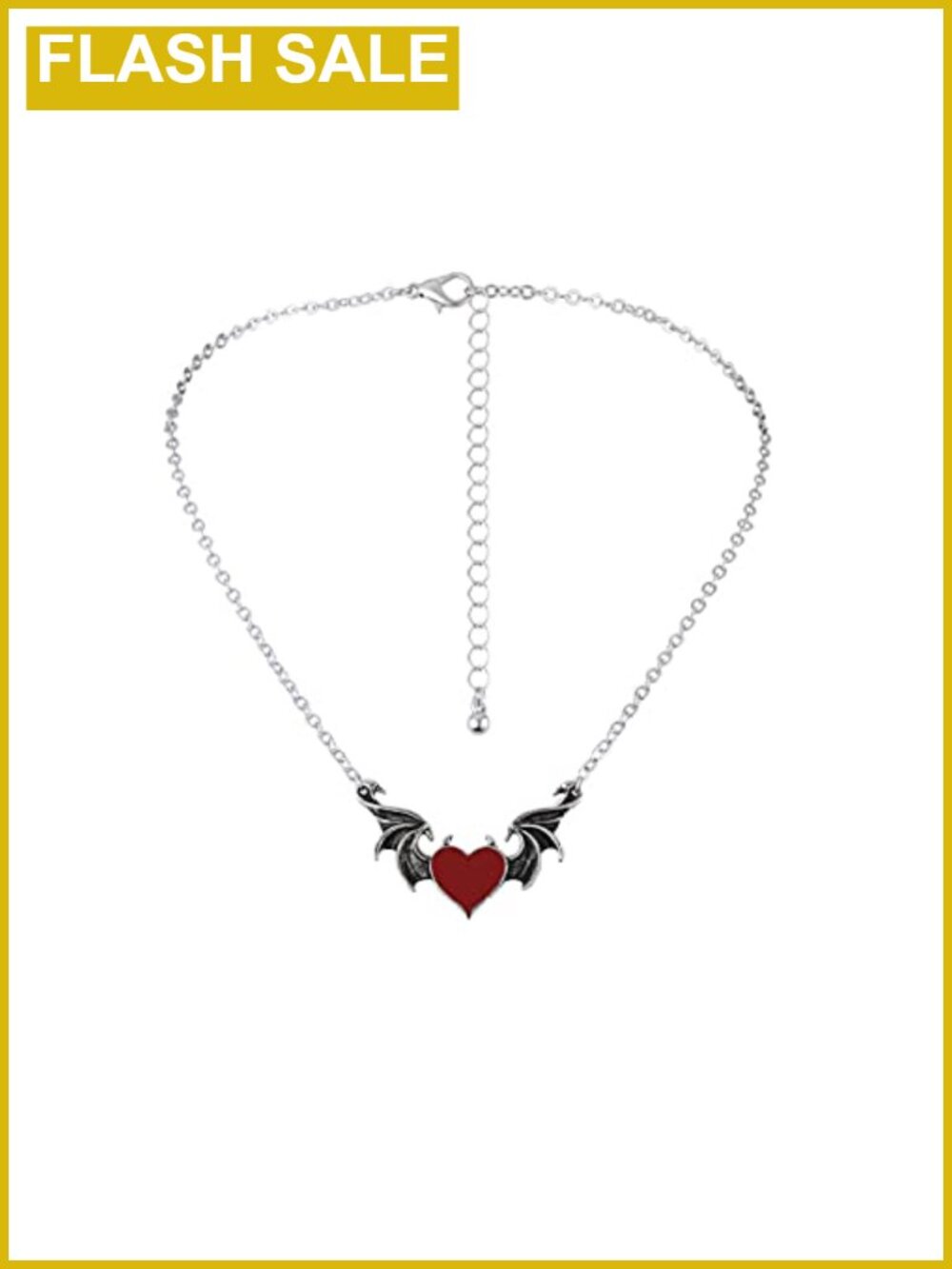 Bat Wing Heart Pendant Necklace Punk Dragon Wing Jewelry Gift